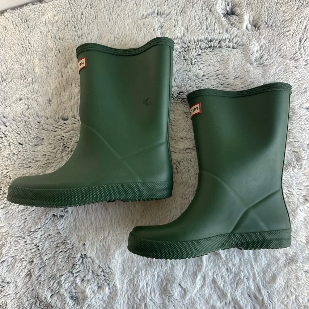 Hunter Kids Green Waterproof Rubber Rain Boots Size 12